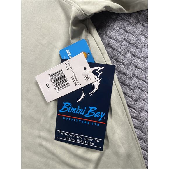 Bimini Bay Shirt Mens XXXL Hook M’ Gray GRN Logo Fishing Light Short Sleeve Bass - Picture 9 of 11